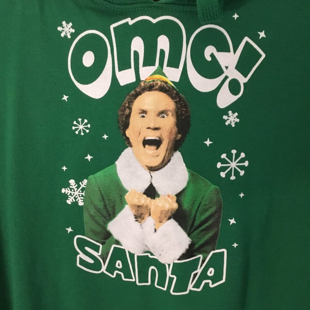 Green Elf Hoodie OMG! Santa Ladies Size M (7-9)